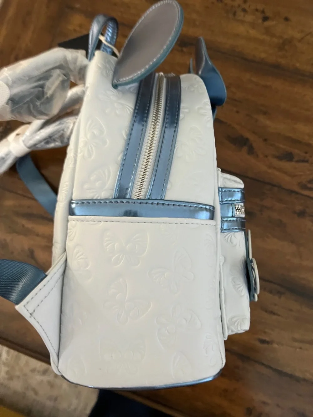 Loungefly Cream & Metallic Blue Butterfly Mini Backpack